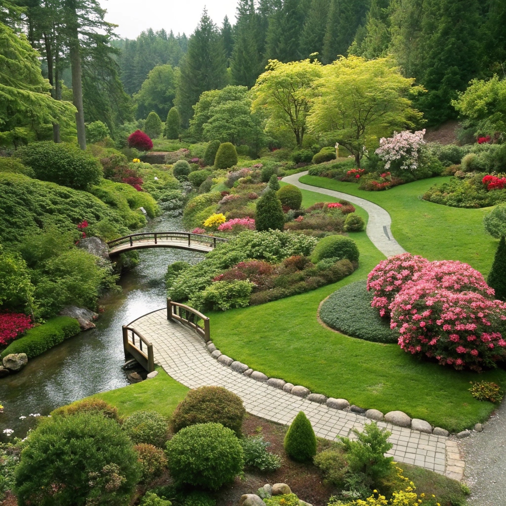 Aerial view of residential landscape design